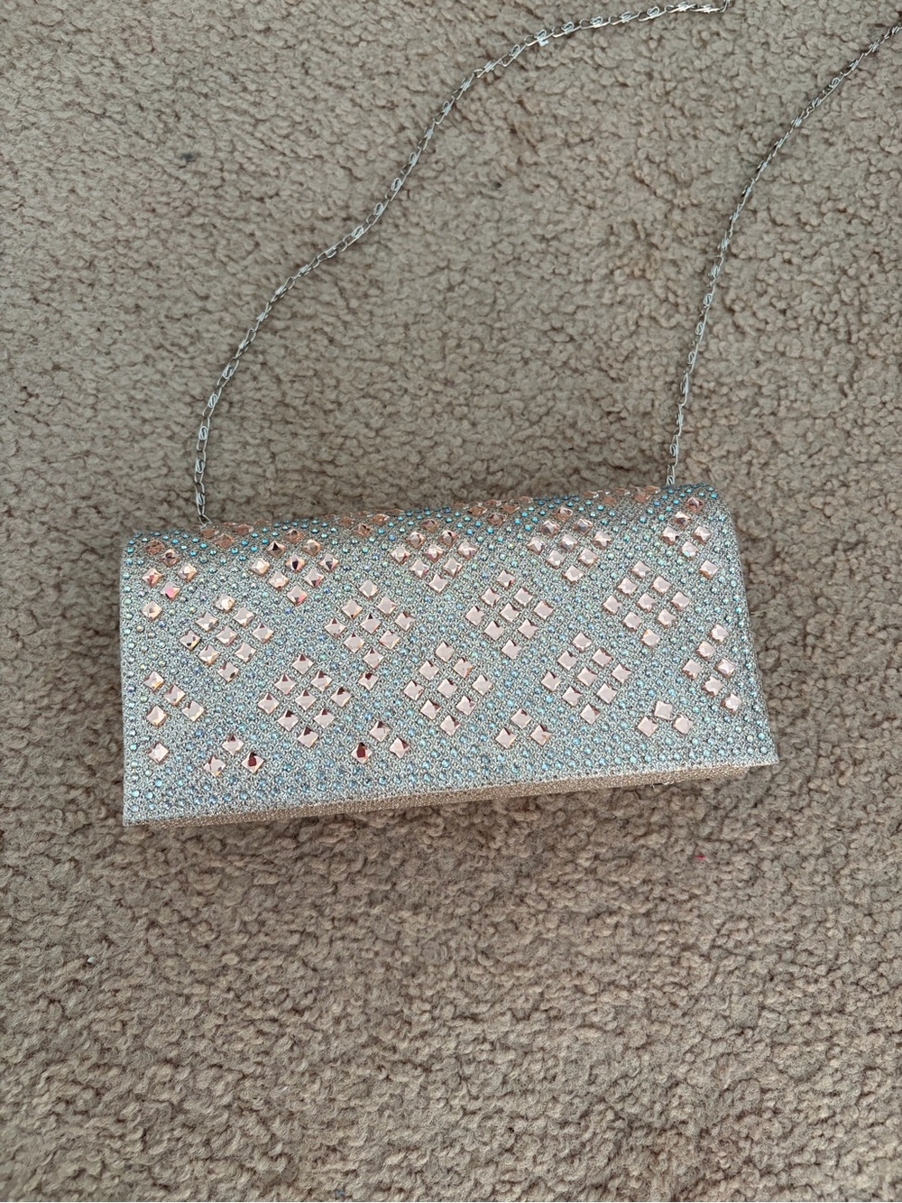 Crystal Embellished Rose Gold Evening Clutch